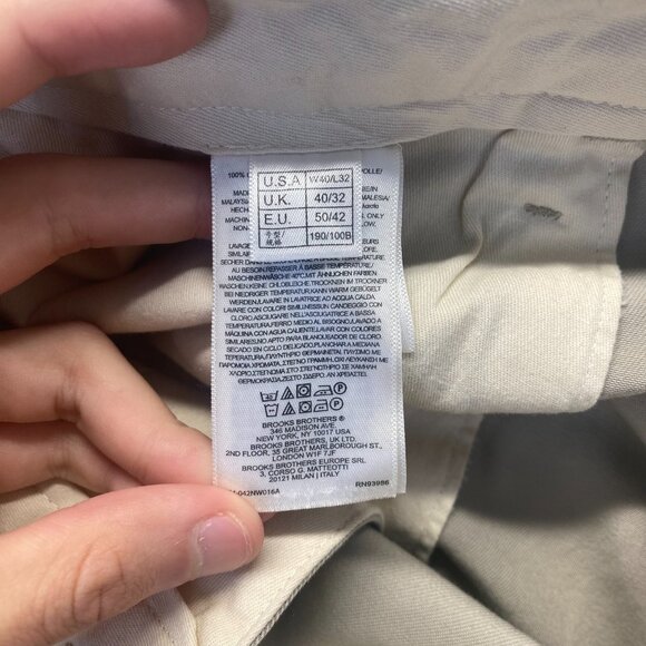 Brooks Brothers Elliot , Dress Pants Mens Size 40X32 Beige,Pleated,Cotton - Picture 9 of 9